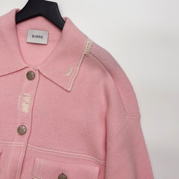 Barrie Denim fringed cashmere and cotton jacket-Light pink - Picture 5 of 14